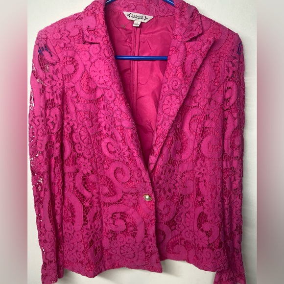 Nanette Lepore Jackets & Blazers - Nanette Lepore Vibrant Pink Lace Blazer